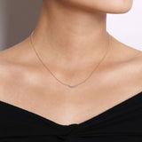 14K Yellow Gold Curved Diamond Bar Necklace In-Store