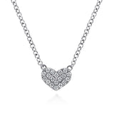 14K White Gold Pavé Diamond Pendant Heart Necklace