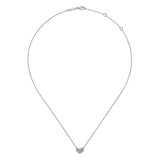 14K White Gold Pavé Diamond Pendant Heart Necklace