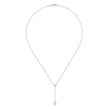 14K White Gold Diamond And Pearl Y Knot Necklace In-Store