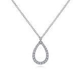 14K White Gold Teardrop Diamond Pendant Necklace