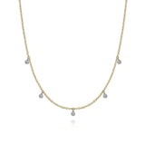 14K Yellow-White Gold Diamond Stations Droplet Necklace