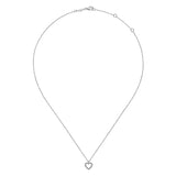 14K White Gold Open Heart Diamond Pendant Necklace