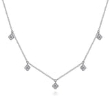 14K White Gold Diamond Pave Clover Drop Necklace In-Store