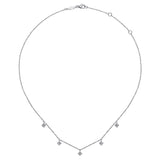 14K White Gold Diamond Pave Clover Drop Necklace In-Store