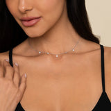 14K White Gold Diamond Pave Clover Drop Necklace In-Store