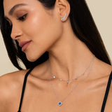 14K White Gold Diamond Pave Clover Drop Necklace In-Store