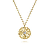 14K White-Yellow Gold Bujukan Diamond Cut Pendant Necklace