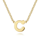 14K Yellow Gold C Initial Necklace