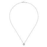 14K White Gold Pearl and Diamond Halo Pendant Necklace