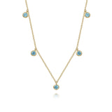 14K Yellow Gold London Blue Topaz Station Necklace