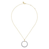 14K White and Yellow Gold Diamond Bujukan 30mm Drop Necklace