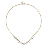 14K White and Yellow Gold Diamond Bujukan Droplet Necklace