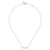 14K White and Yellow Gold White Sapphire Bar Necklace