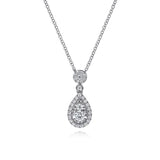 14K White Gold Diamond Pear Shape Pendant Necklace