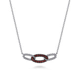925 Sterling Silver Garnet Bujukan Link Bar Necklace In-Store