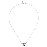 925 Sterling Silver Bujukan Double Heart Pendant Necklace with Chrome Red Enamel In-Store