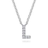 14K White Gold Diamond L Initial Pendant Necklace In-Store