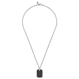 22 Inch 925 Sterling Silver Black Spinel Dog Tag Pendant Necklace