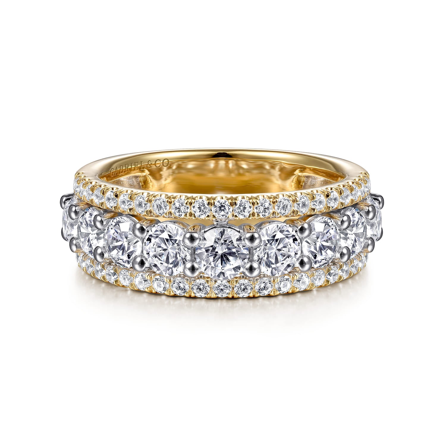 Gabriel & Co. Nash Wide 14K Two Tone Diamond Anniversary Band 1.95 CTW