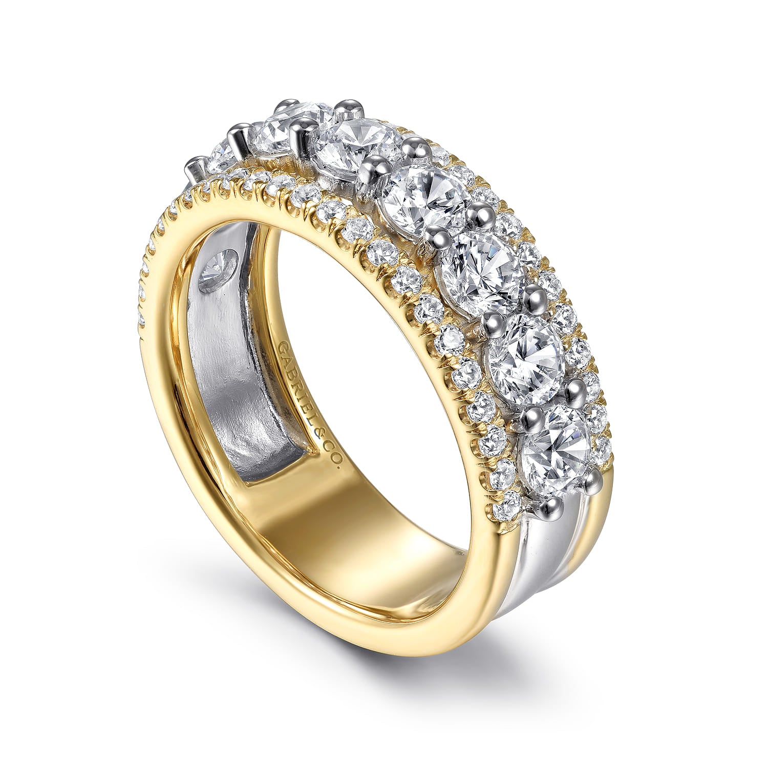 Gabriel & Co. Nash Wide 14K Two Tone Diamond Anniversary Band 1.95 CTW - view 3