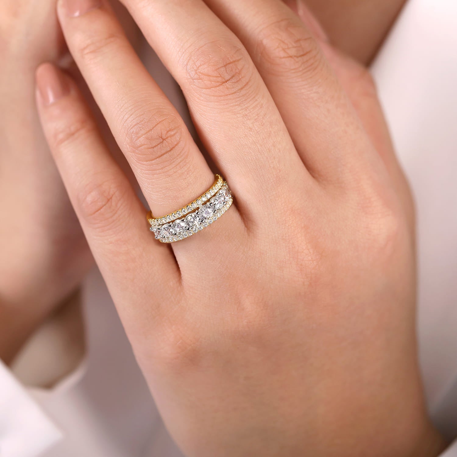 Gabriel & Co. Nash Wide 14K Two Tone Diamond Anniversary Band 1.95 CTW - view 5