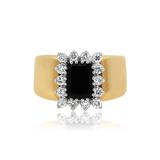 14K Two-Tone Gold Black Onyx & Diamond Statement Ring | Luxury Fine Jewelry