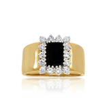 14K Two-Tone Gold Black Onyx & Diamond Statement Ring | Luxury Fine Jewelry