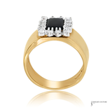 14K Two-Tone Gold Black Onyx & Diamond Statement Ring | Luxury Fine Jewelry