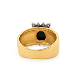 14K Two-Tone Gold Black Onyx & Diamond Statement Ring | Luxury Fine Jewelry
