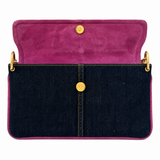 Dolce & Gabbana Denim & Pink Suede Shoulder Bag with Gold Chain Strap Pre-Owned
