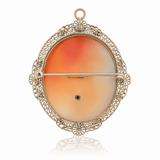 Vintage 10KT White Gold Cameo Pendant Brooch