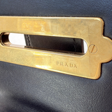 Authentic Prada Cahier City Crossbody Bag Black Calfskin & Saffiano Leather Antique Gold Hardware | Made in Italy | Pre-Owned