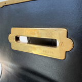 Authentic Prada Cahier City Crossbody Bag Black Calfskin & Saffiano Leather Antique Gold Hardware | Made in Italy | Pre-Owned