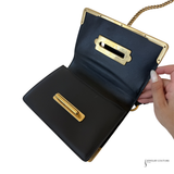 Authentic Prada Cahier City Crossbody Bag Black Calfskin & Saffiano Leather Antique Gold Hardware | Made in Italy | Pre-Owned