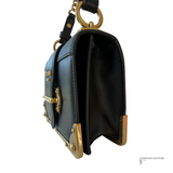Authentic Prada Cahier City Crossbody Bag Black Calfskin & Saffiano Leather Antique Gold Hardware | Made in Italy | Pre-Owned