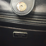 Prada Vintage Twin Pocket Studded Tote Bag in Ebano Distressed Leather | Pre-Owned Shoulder Handbag