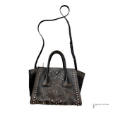 Prada Vintage Twin Pocket Studded Tote Bag in Ebano Distressed Leather | Pre-Owned Shoulder Handbag