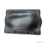 Prada Vintage Twin Pocket Studded Tote Bag in Ebano Distressed Leather | Pre-Owned Shoulder Handbag