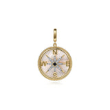 14K Yellow Gold Diamond & Blue Sapphire Compass Medallion Pendant