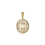 14K Yellow Gold Diamond & Blue Sapphire Compass Medallion Pendant