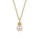 Gabriel & Co. 14K Yellow Gold Bujukan Pearl Drop Pendant Necklace | Freshwater Pearl Necklace In-Store