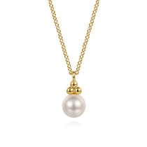 Gabriel & Co. Bujukan 14K Yellow Gold Freshwater Pearl Drop Pendant Necklace
