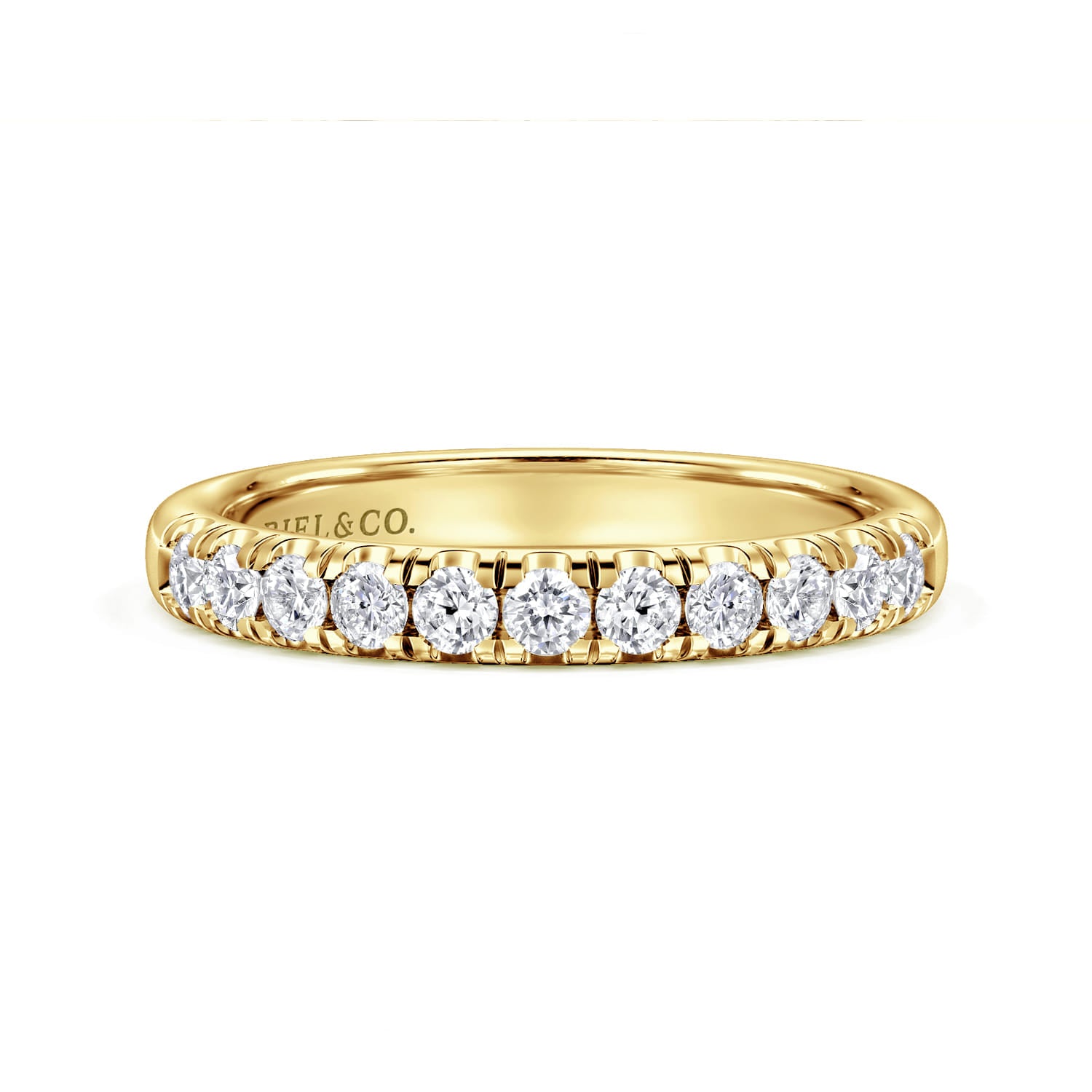 Gabriel & Co. Portofino 14K Yellow Gold 11 Stone French Pave Diamond Wedding Band 0.50 CTW