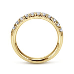 Gabriel & Co. Portofino 14K Yellow Gold 11 Stone French Pave Diamond Wedding Band 0.50 CTW - view 2