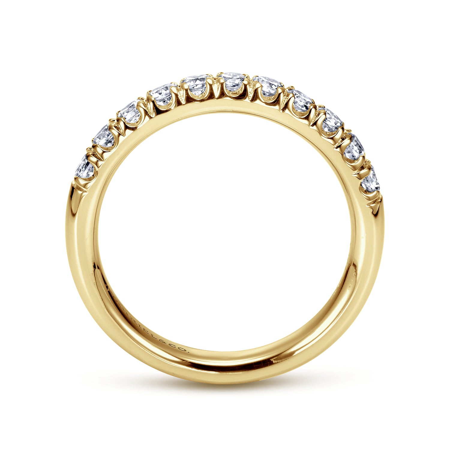Gabriel & Co. Portofino 14K Yellow Gold 11 Stone French Pave Diamond Wedding Band 0.50 CTW - view 2