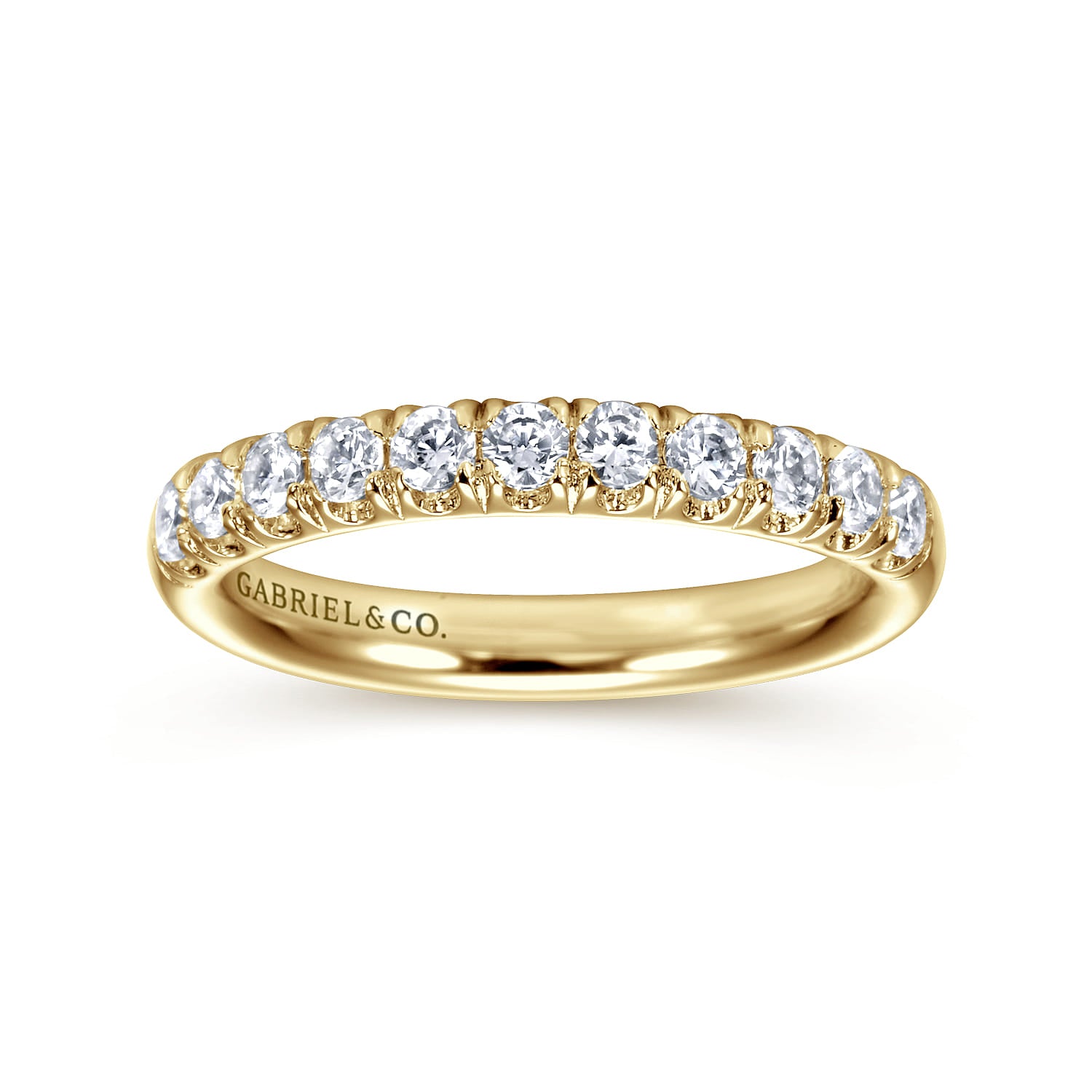 Gabriel & Co. Portofino 14K Yellow Gold 11 Stone French Pave Diamond Wedding Band 0.50 CTW - view 4