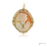 Vintage 10KT Yellow Gold Cameo Pendant Brooch