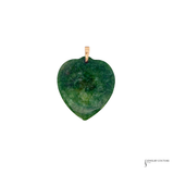 Estate 14K Yellow Gold Green Jade Heart Pendant | In-Store