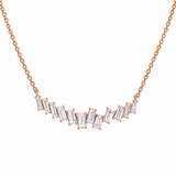14K Rose Gold Offset Baguette Diamond Bar Necklace 0.66 CTW | In-Store